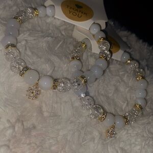 2 for 10 glass beads bracelet with flower charm